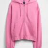 Sudadera con capucha, cremallera completa y corte corto oversize para adulto
