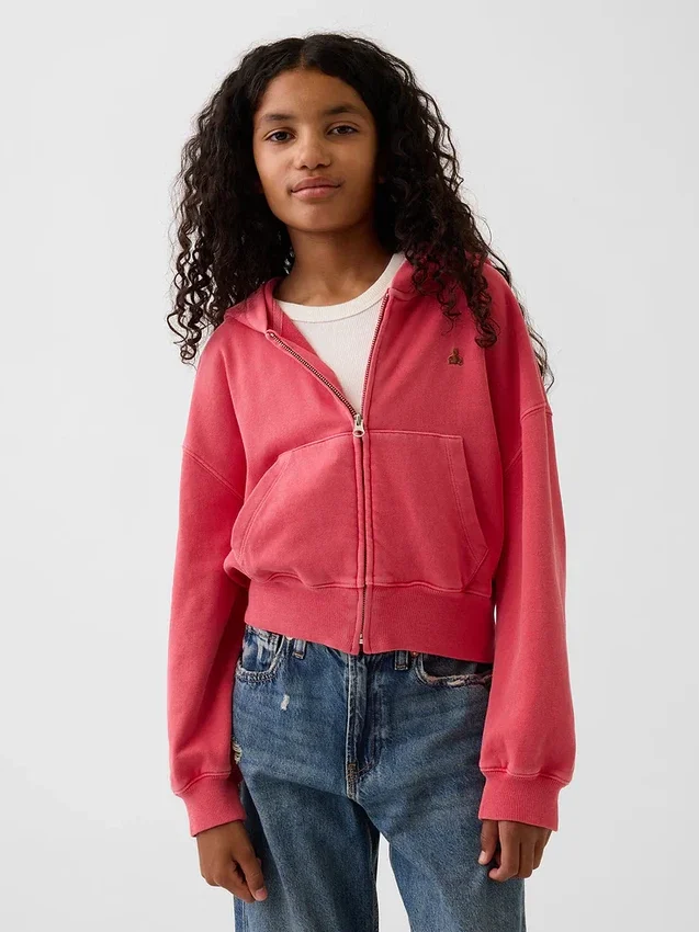 Sudadera con capucha, cremallera completa y corte oversize para niño, de felpa Vintagesoft
