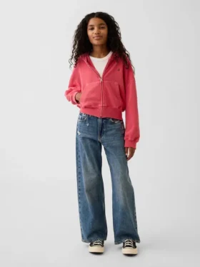 Sudadera con capucha, cremallera completa y corte oversize para niño, de felpa Vintagesoft