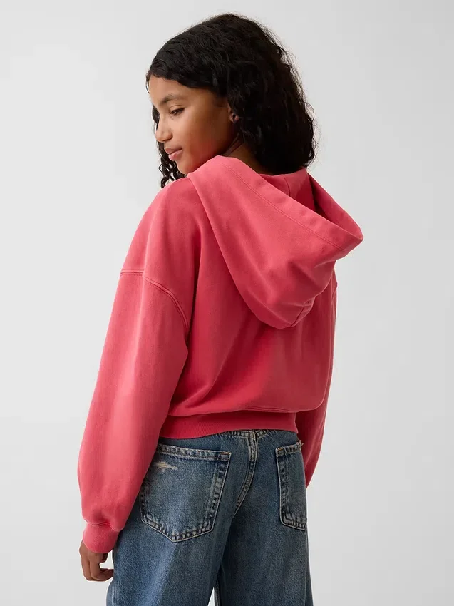Sudadera con capucha, cremallera completa y corte oversize para niño, de felpa Vintagesoft