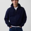 Sudadera con capucha, cremallera y corte corto oversize Vintagesoft