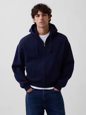 Sudadera con capucha, cremallera y corte corto oversize Vintagesoft