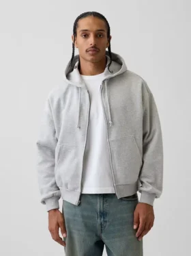 Sudadera con capucha, cremallera y corte corto oversize Vintagesoft