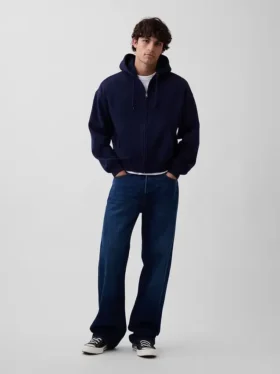 Sudadera con capucha, cremallera y corte corto oversize Vintagesoft