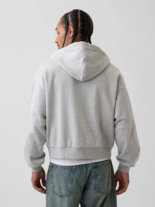 Sudadera con capucha, cremallera y corte corto oversize Vintagesoft