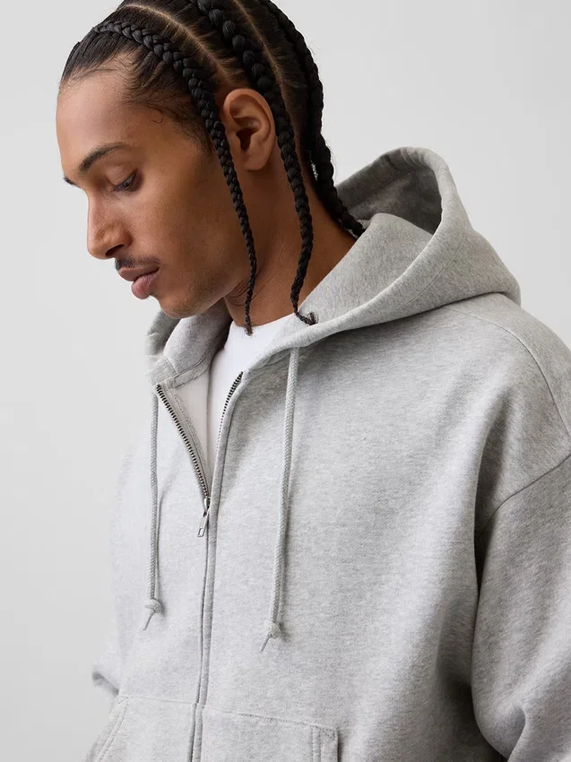Sudadera con capucha, cremallera y corte corto oversize Vintagesoft