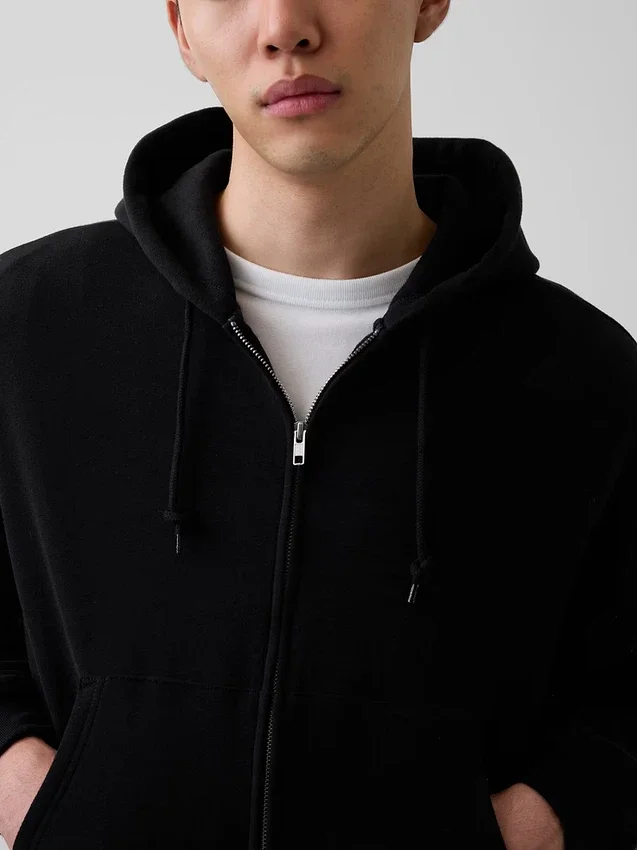 Sudadera con capucha, cremallera y corte corto oversize Vintagesoft