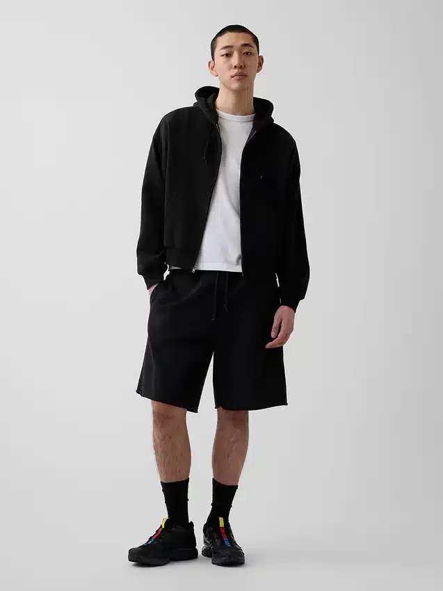 Sudadera con capucha, cremallera y corte corto oversize Vintagesoft