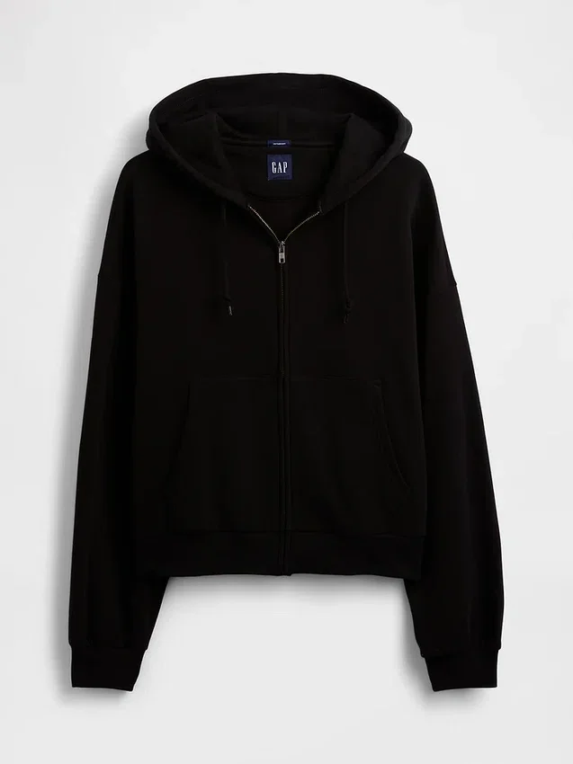 Sudadera con capucha, cremallera y corte corto oversize Vintagesoft
