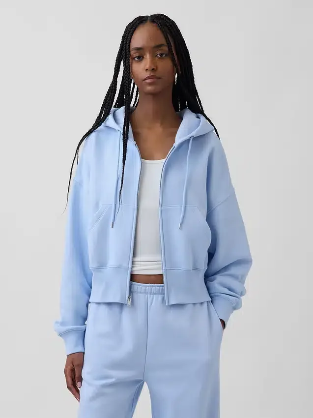 Sudadera con capucha, cremallera y corte en cuña Vintagesoft