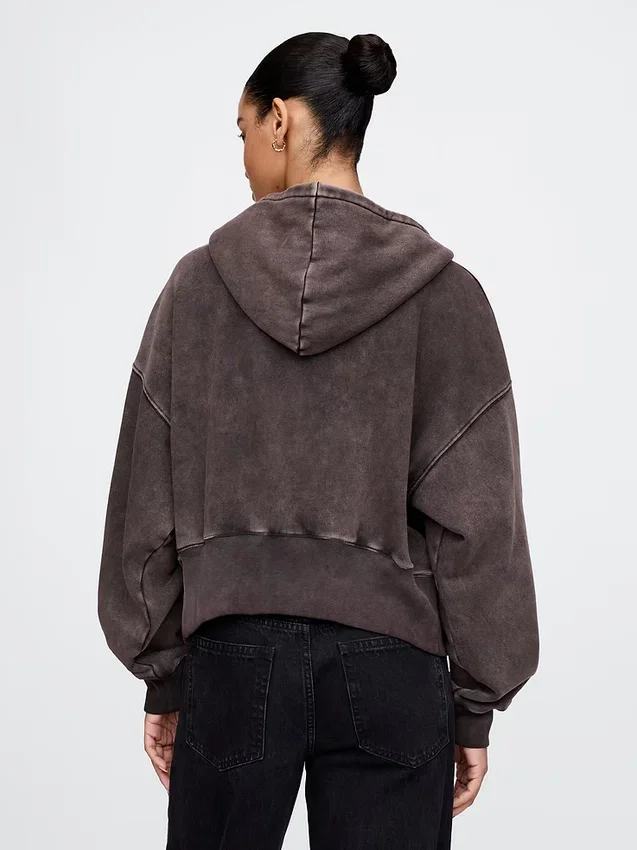 Sudadera con capucha, cremallera y corte en cuña Vintagesoft