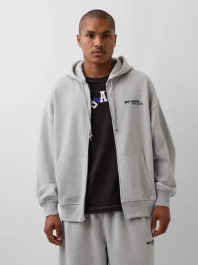 Sudadera con capucha, cremallera y logo oversize de GAP × Awake NY