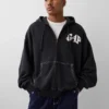 Sudadera con capucha, cremallera y logo oversize de GAP × Awake NY