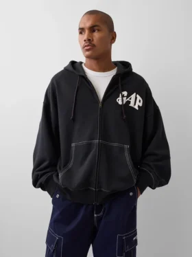 Sudadera con capucha, cremallera y logo oversize de GAP × Awake NY