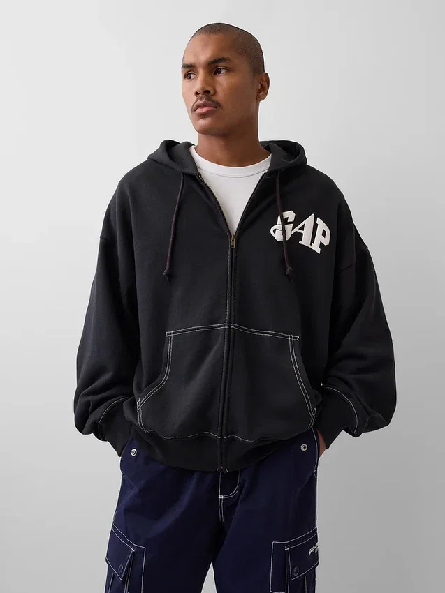 Sudadera con capucha, cremallera y logo oversize de GAP × Awake NY