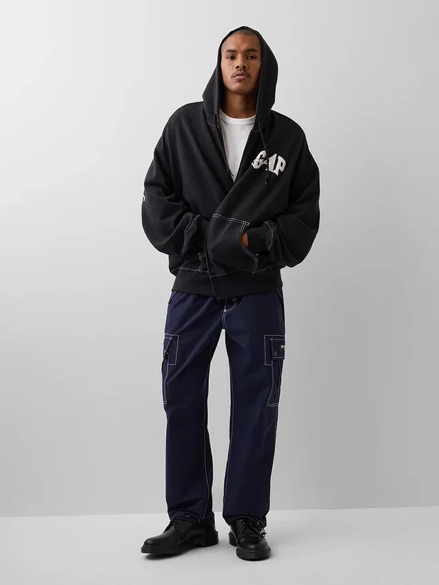 Sudadera con capucha, cremallera y logo oversize de GAP × Awake NY