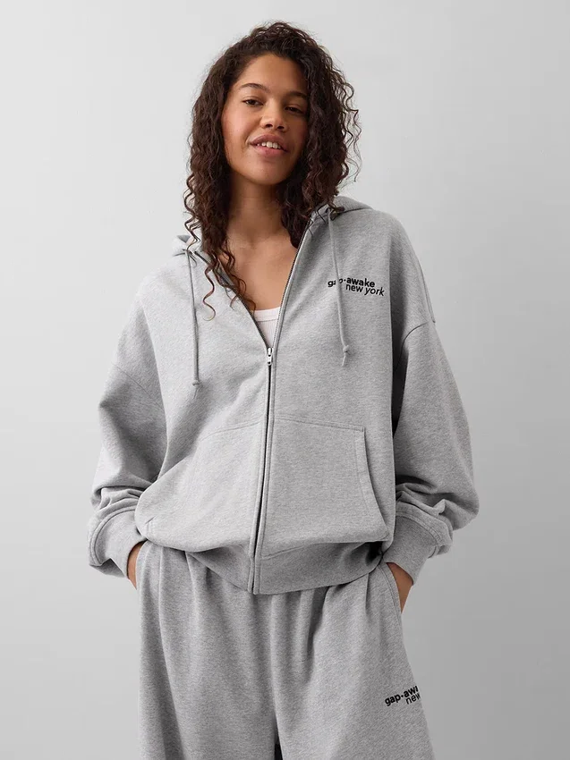 Sudadera con capucha, cremallera y logo oversize de GAP × Awake NY