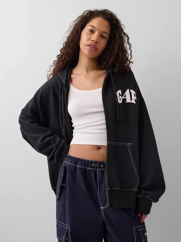 Sudadera con capucha, cremallera y logo oversize de GAP × Awake NY