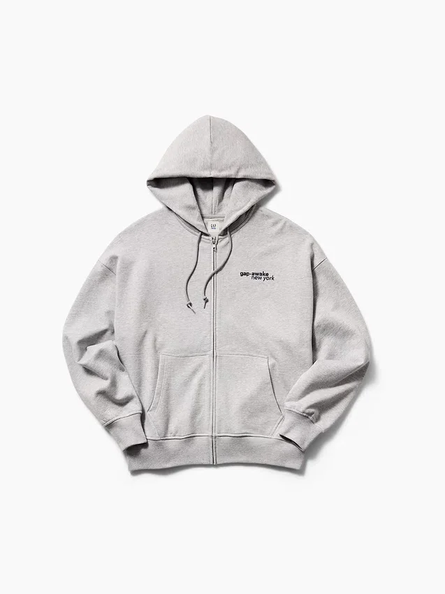 Sudadera con capucha, cremallera y logo oversize de GAP × Awake NY