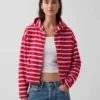 Sudadera con capucha, cremallera y rayas oversize de tejido de rizo
