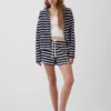 Sudadera con capucha, cremallera y rayas oversize de tejido de rizo