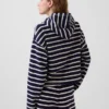 Sudadera con capucha, cremallera y rayas oversize de tejido de rizo