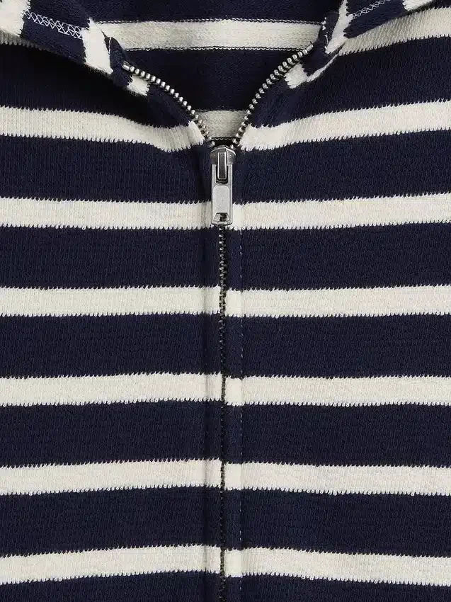 Sudadera con capucha, cremallera y rayas oversize de tejido de rizo
