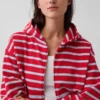 Sudadera con capucha, cremallera y rayas oversize de tejido de rizo