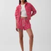Sudadera con capucha, cremallera y rayas oversize de tejido de rizo