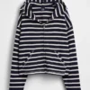 Sudadera con capucha, cremallera y rayas oversize de tejido de rizo