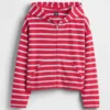 Sudadera con capucha, cremallera y rayas oversize de tejido de rizo