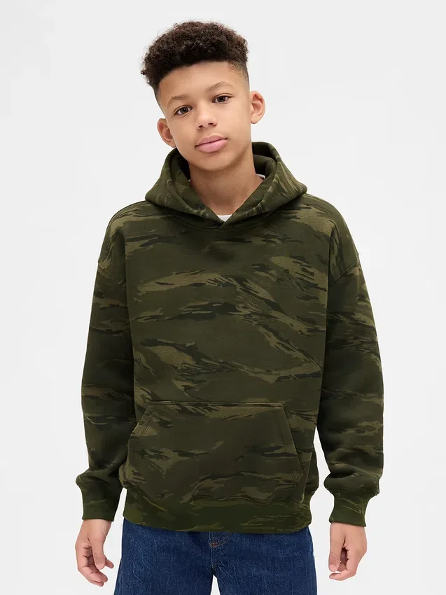Sudadera con capucha de camuflaje holgada para niño