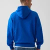 Sudadera con capucha de felpa francesa gruesa azul con logotipo