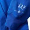 Sudadera con capucha de felpa francesa gruesa azul con logotipo