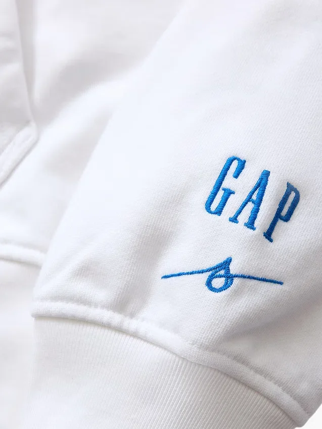 Sudadera con capucha de felpa francesa gruesa azul con logotipo