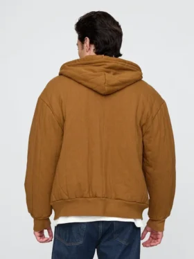 Sudadera con capucha, forro de tejido de pan de miel y cremallera