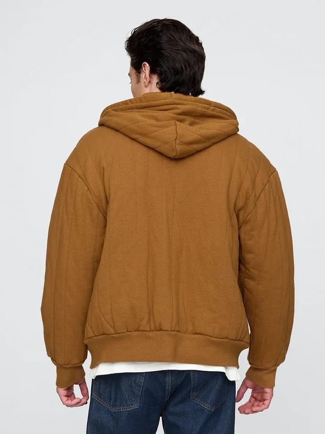 Sudadera con capucha, forro de tejido de pan de miel y cremallera