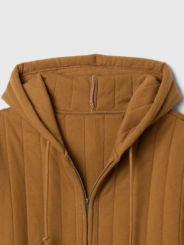 Sudadera con capucha, forro de tejido de pan de miel y cremallera