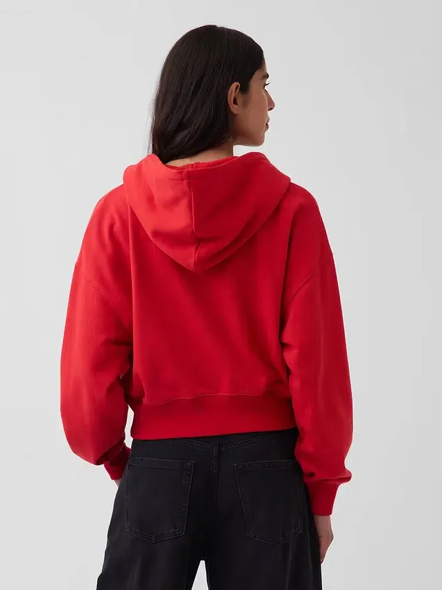 Sudadera con capucha oversize de felpa Vintagesoft con cremallera en cuña