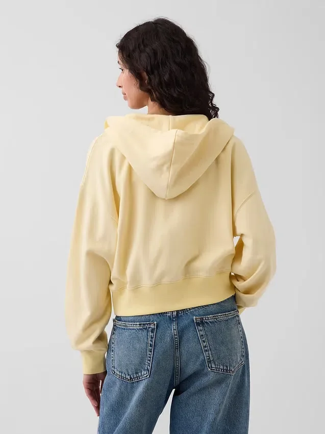 Sudadera con capucha oversize de felpa Vintagesoft con cremallera en cuña