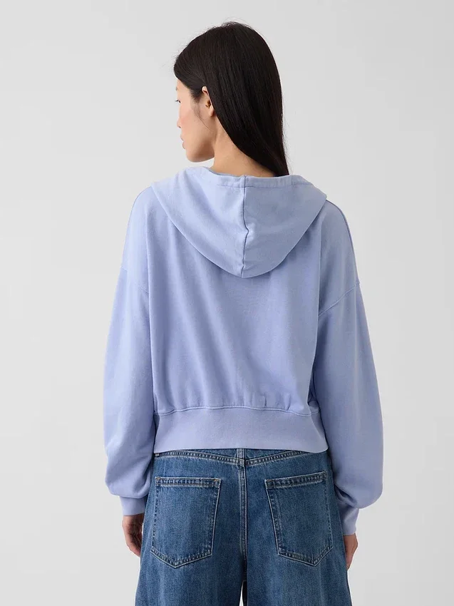 Sudadera con capucha oversize de felpa Vintagesoft con cremallera en cuña