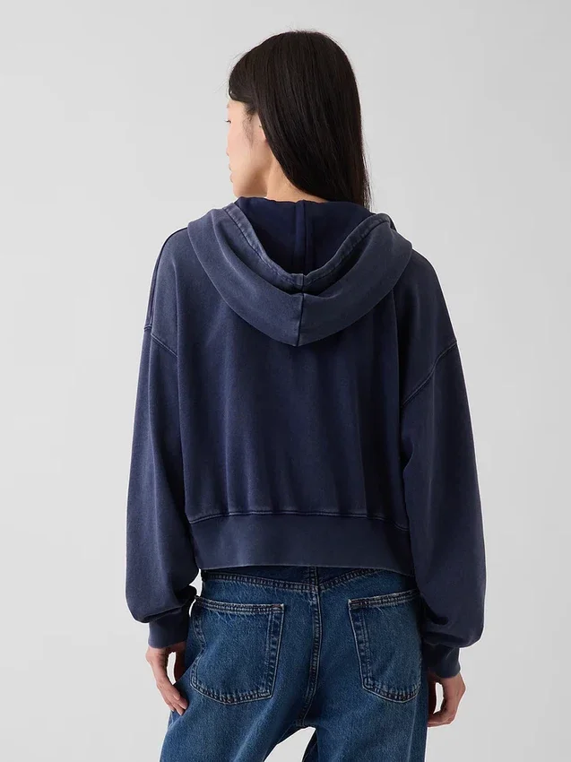 Sudadera con capucha oversize de felpa Vintagesoft con cremallera en cuña