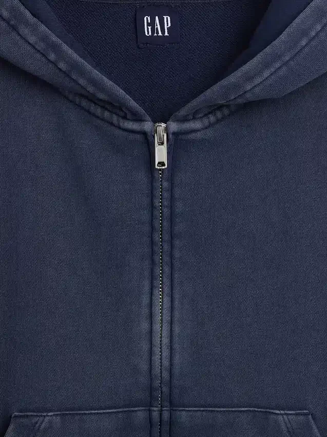 Sudadera con capucha oversize de felpa Vintagesoft con cremallera en cuña