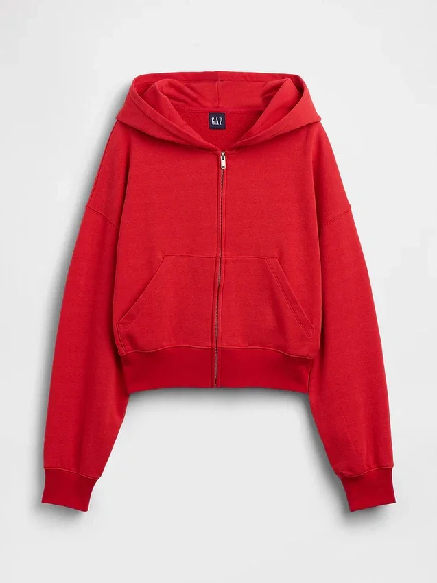 Sudadera con capucha oversize de felpa Vintagesoft con cremallera en cuña