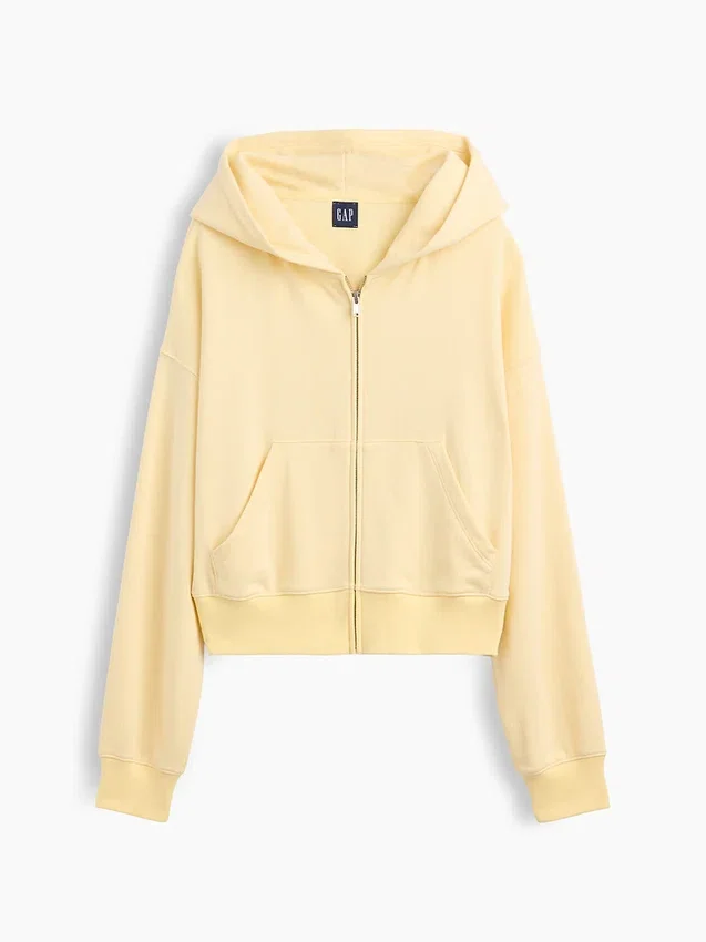 Sudadera con capucha oversize de felpa Vintagesoft con cremallera en cuña
