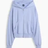Sudadera con capucha oversize de felpa Vintagesoft con cremallera en cuña