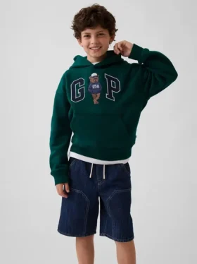 Sudadera con capucha para niño Vintagesoft de corte holgado con el logotipo del oso Brannan