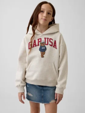 Sudadera con capucha para niño Vintagesoft de corte holgado con el logotipo del oso Brannan