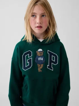 Sudadera con capucha para niño Vintagesoft de corte holgado con el logotipo del oso Brannan
