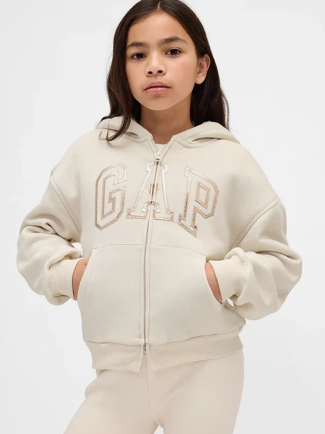 Sudadera con capucha para niños con logotipo gráfico y forro de sherpa